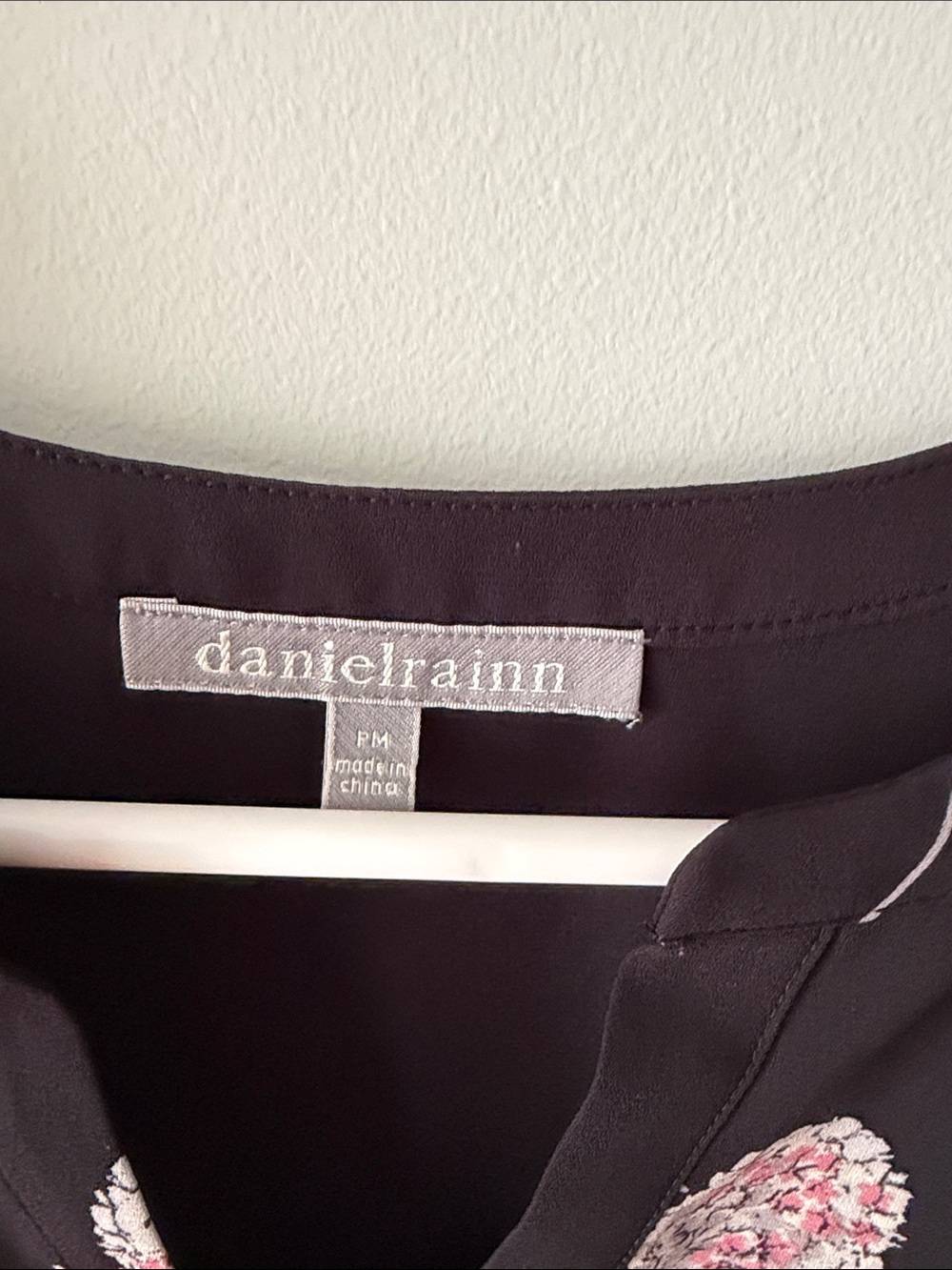 Daniel Rainn Black Blouse with Pink Cluster Floral Print - Picture 2 of 6